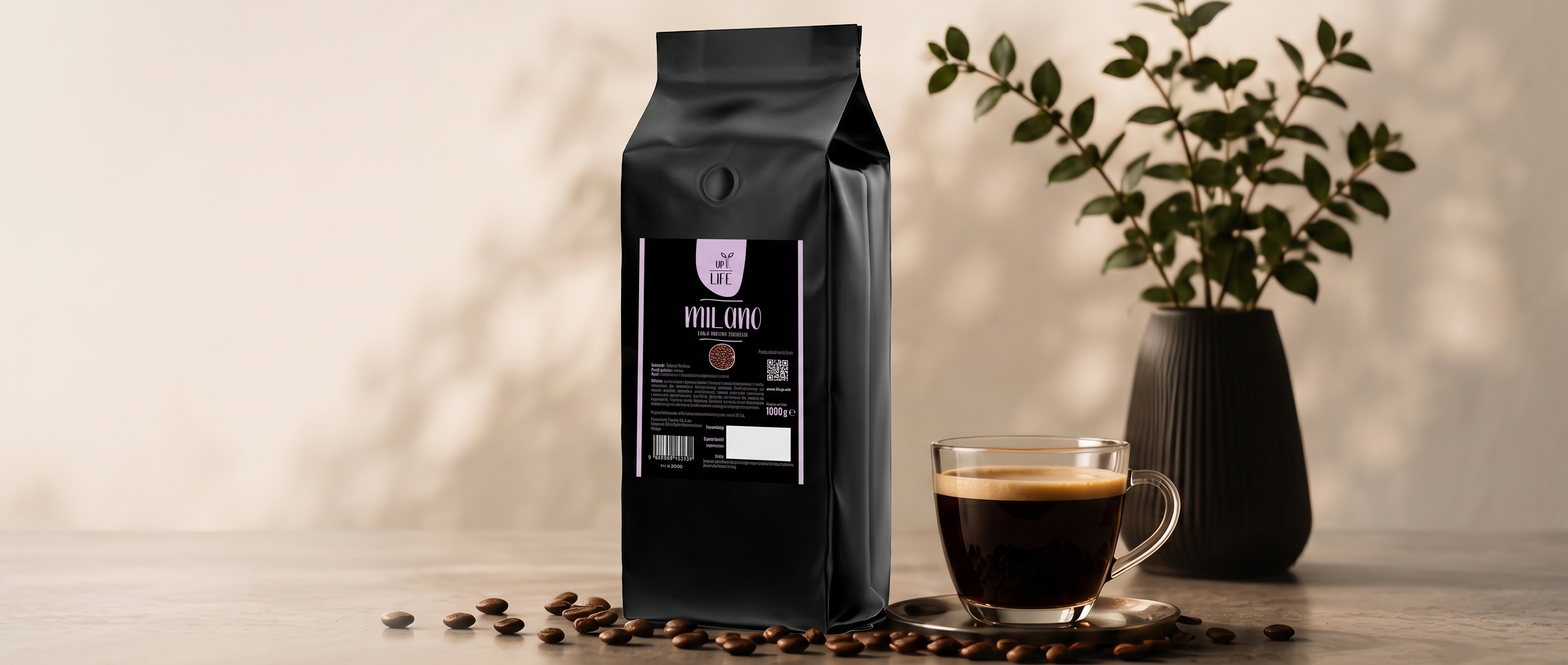 Kawa LIFE UP Milano ze świeżo parzoną espresso